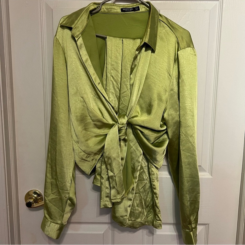 Nasty Gal Satin Green Set